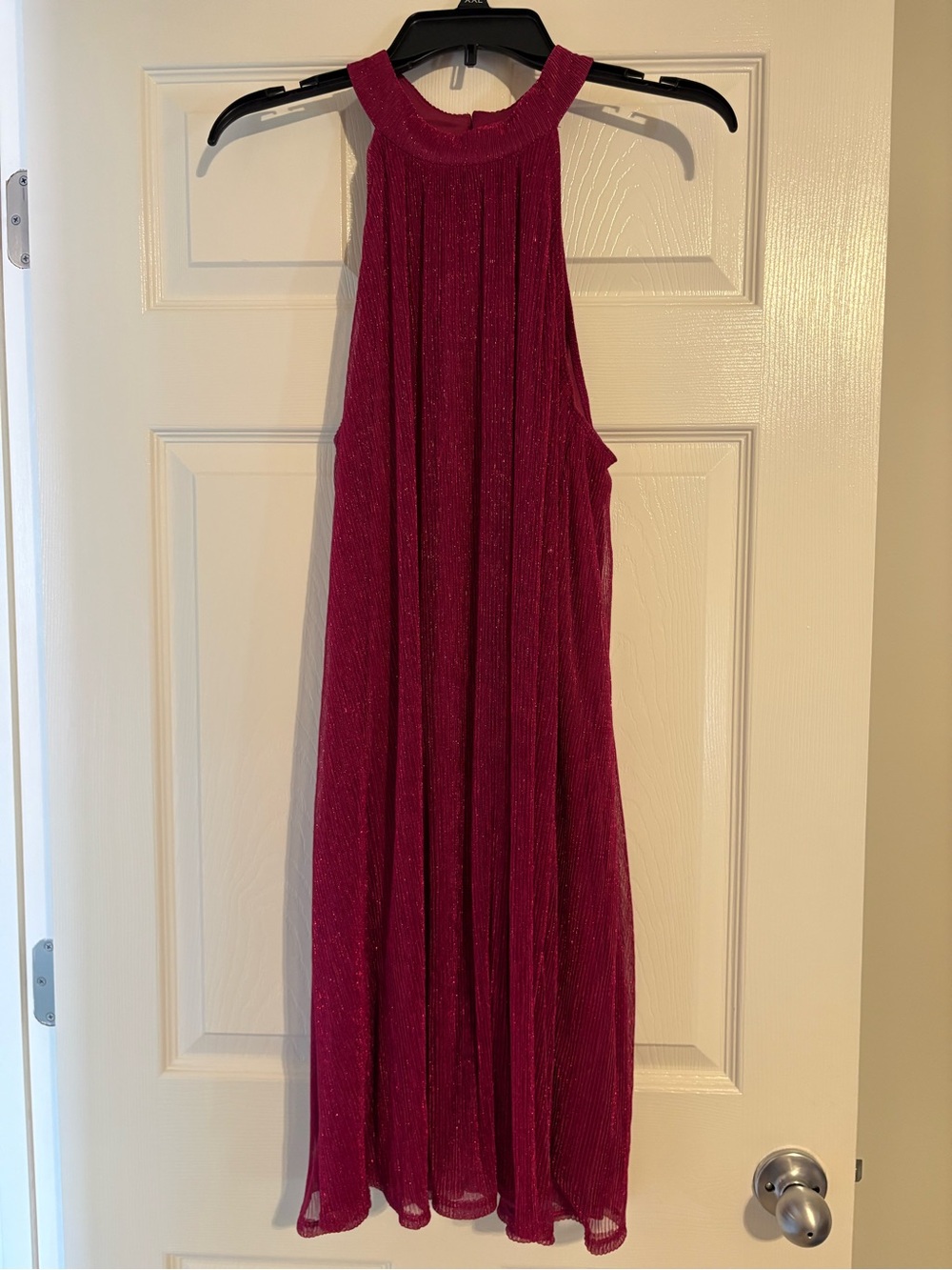 Sleeveless Shimmery Magenta Swing Dress